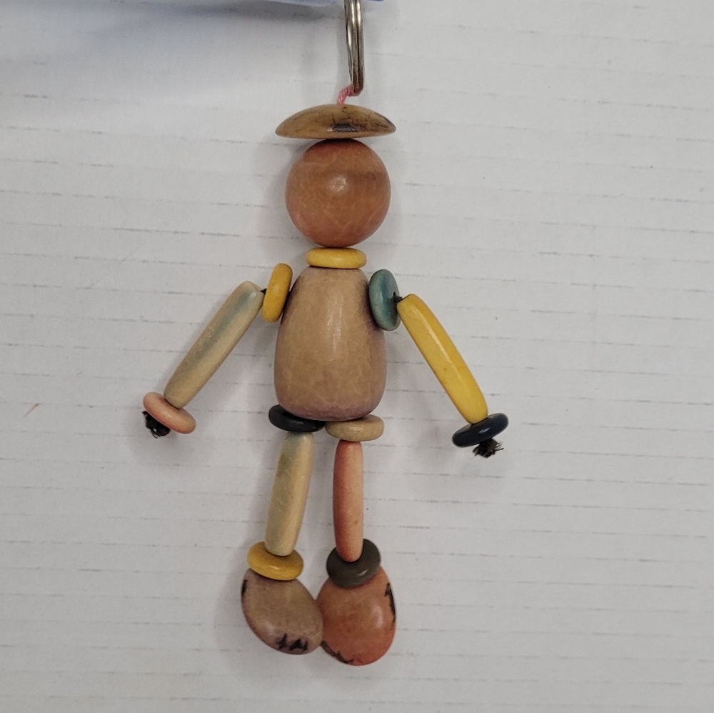 Vintage Wooden Bead Toy Keyring Bag Charm
